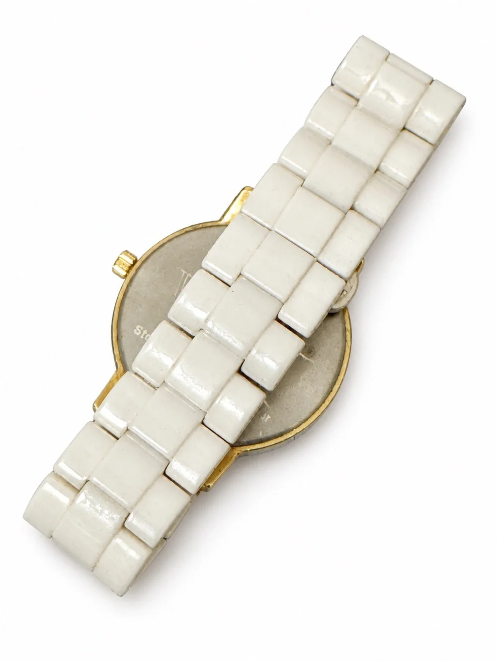 Vicence White Ceramic 14K Gold Bezel Roman Numeral Watch